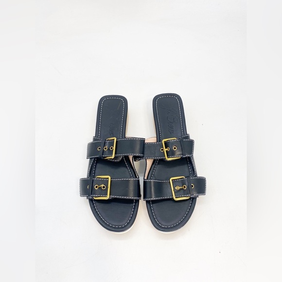 J Crew Leather Double Buckle Strap Sandal Sz 10 - Picture 2 of 6
